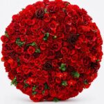 دیوار گل مصنوعی دایره ای قرمز لوکس (1)