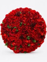 دیوار گل مصنوعی دایره ای قرمز لوکس (1)