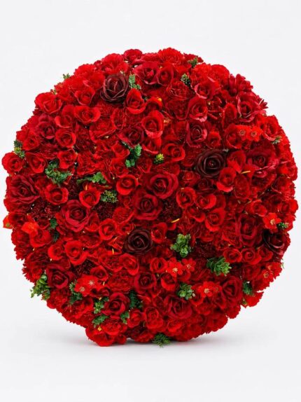 دیوار گل مصنوعی دایره ای قرمز لوکس (1)