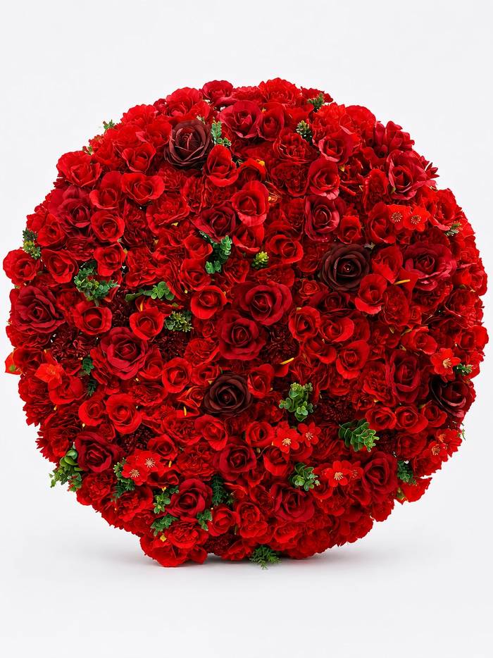 دیوار گل مصنوعی دایره ای قرمز لوکس (1)