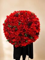 دیوار گل مصنوعی دایره ای قرمز لوکس (2)